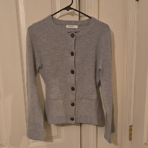 Mod Ref Gray Cardigan Sweater Fitted Silhouette - Picture 1 of 2